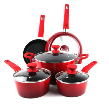 Vendedor de Amazon 8 piezas de utensilios de cocina Rojo Negro Antiadherente Interior